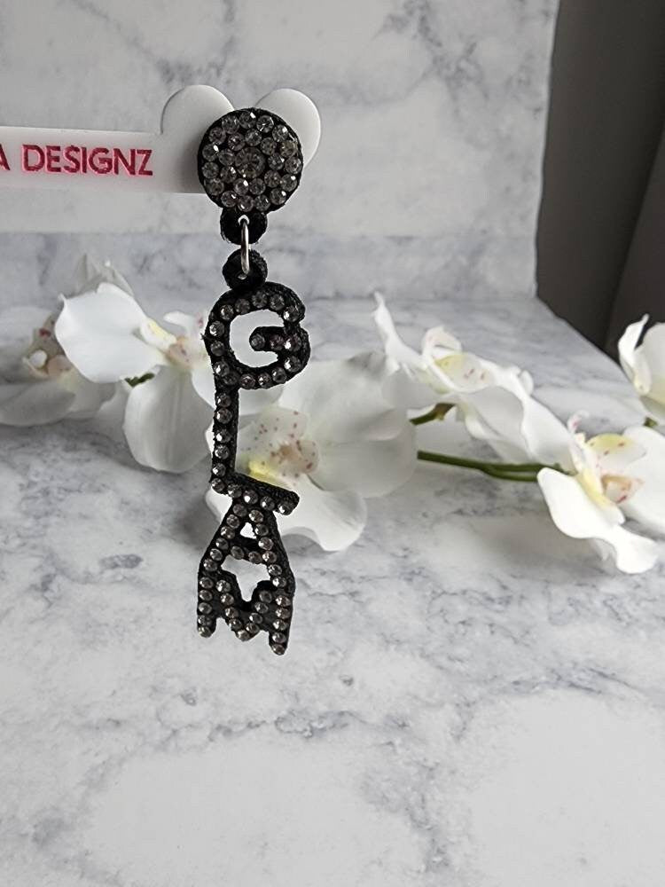 Name drop Earrings/Glam Word Earrings/Rhinestone Earrings