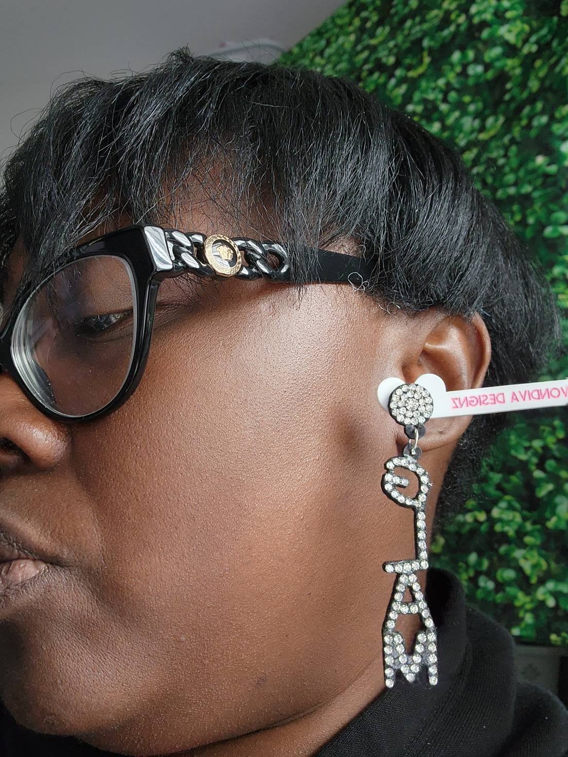 Name drop Earrings/Glam Word Earrings/Rhinestone Earrings