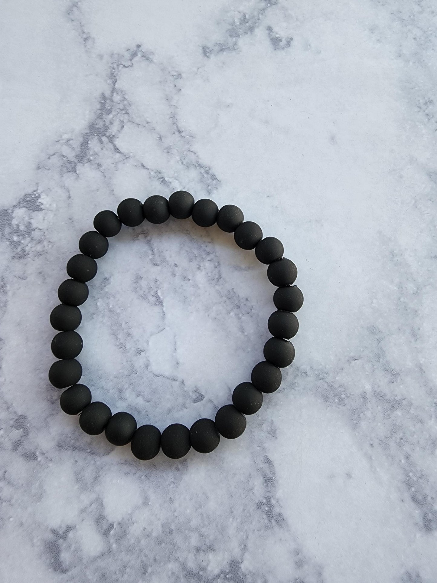 Matte Black Lava Stone Bracelet Stack | Unisex Stretch Jewelry
