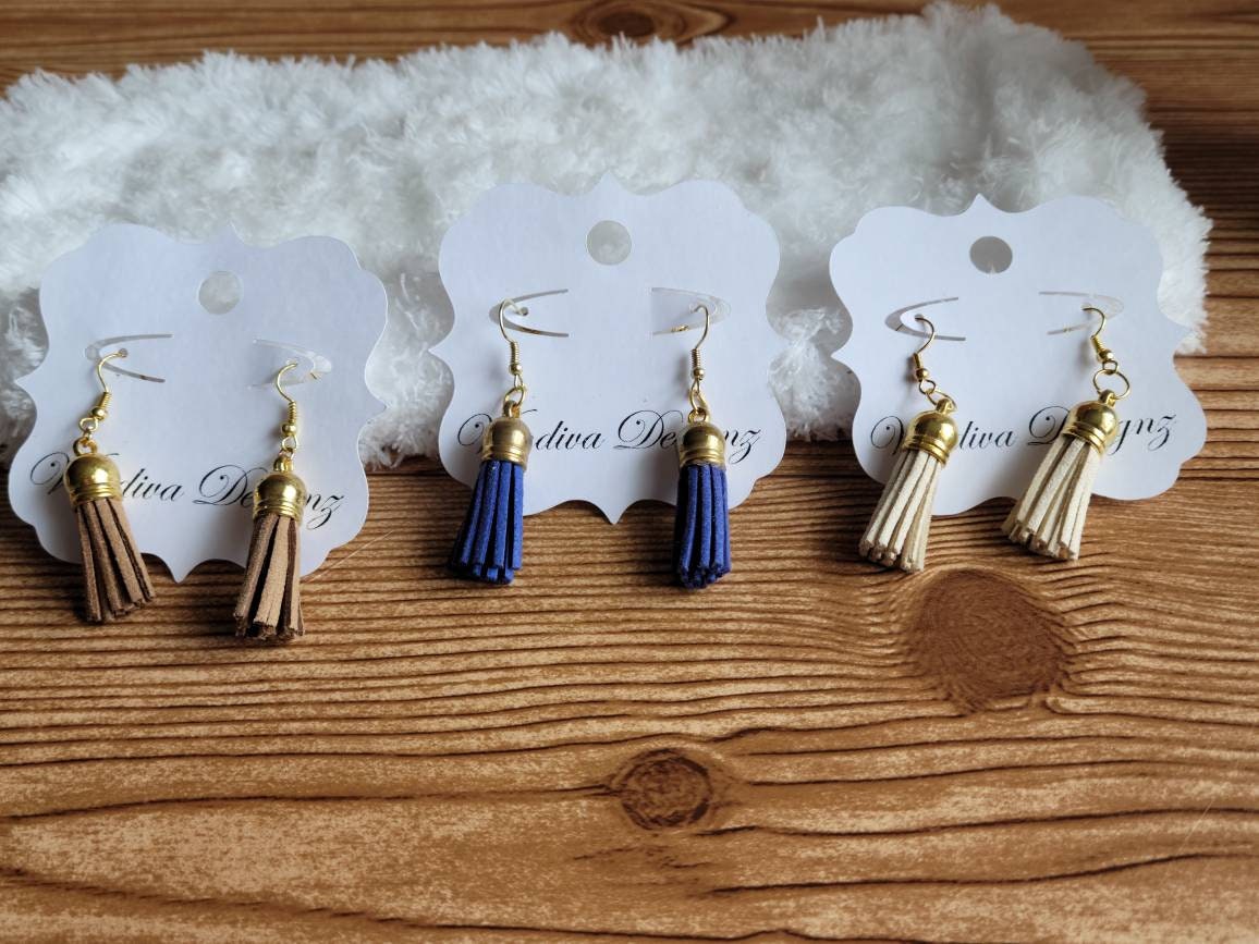 Suede earrings/tassel earrings/ suede tassel earrings