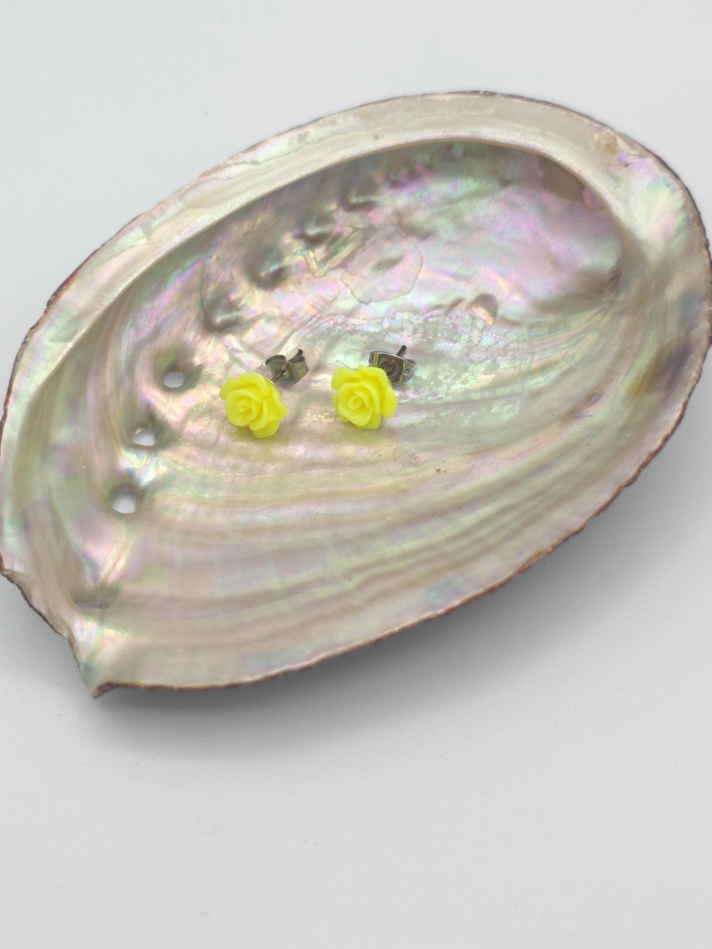 Handmade Neon Yellow Flower Stud Earrings