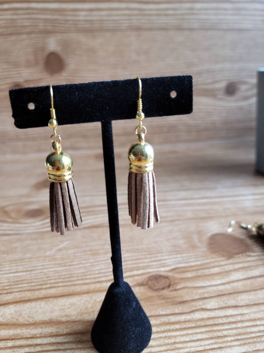 Suede earrings/tassel earrings/ suede tassel earrings