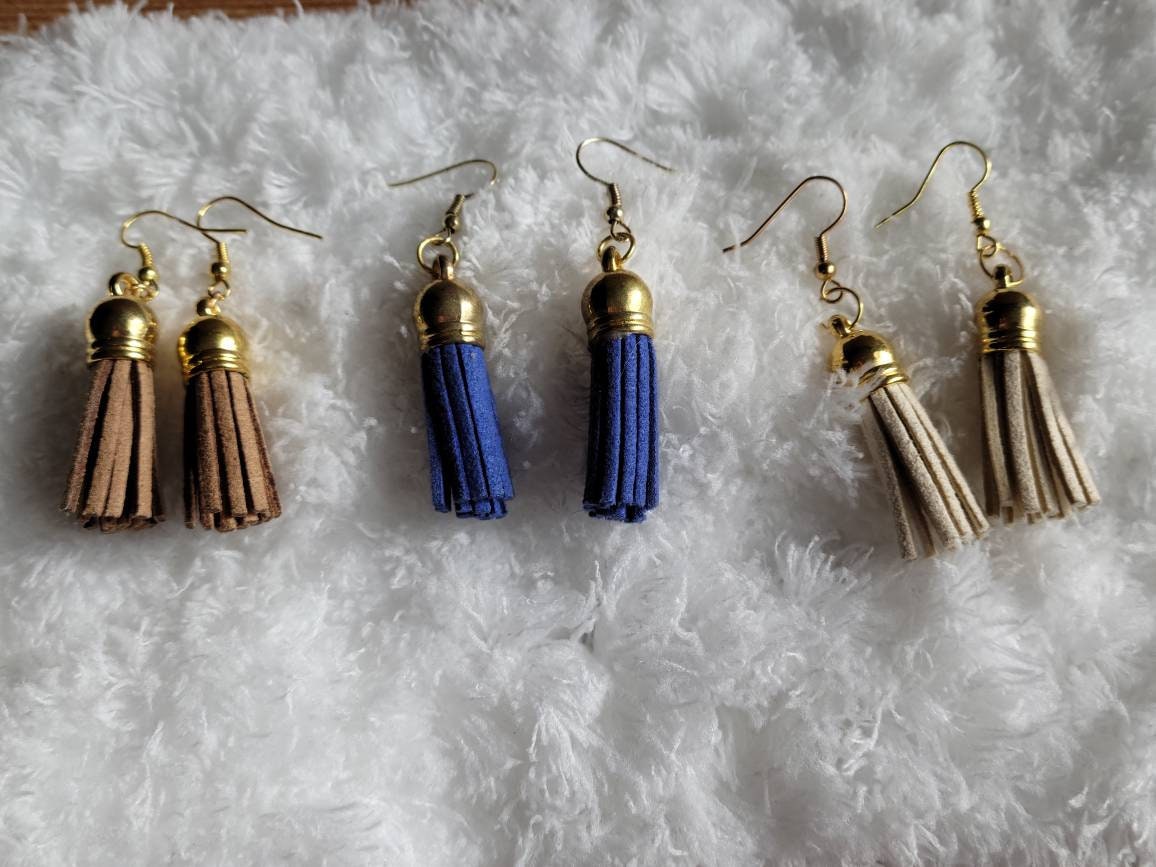 Suede earrings/tassel earrings/ suede tassel earrings