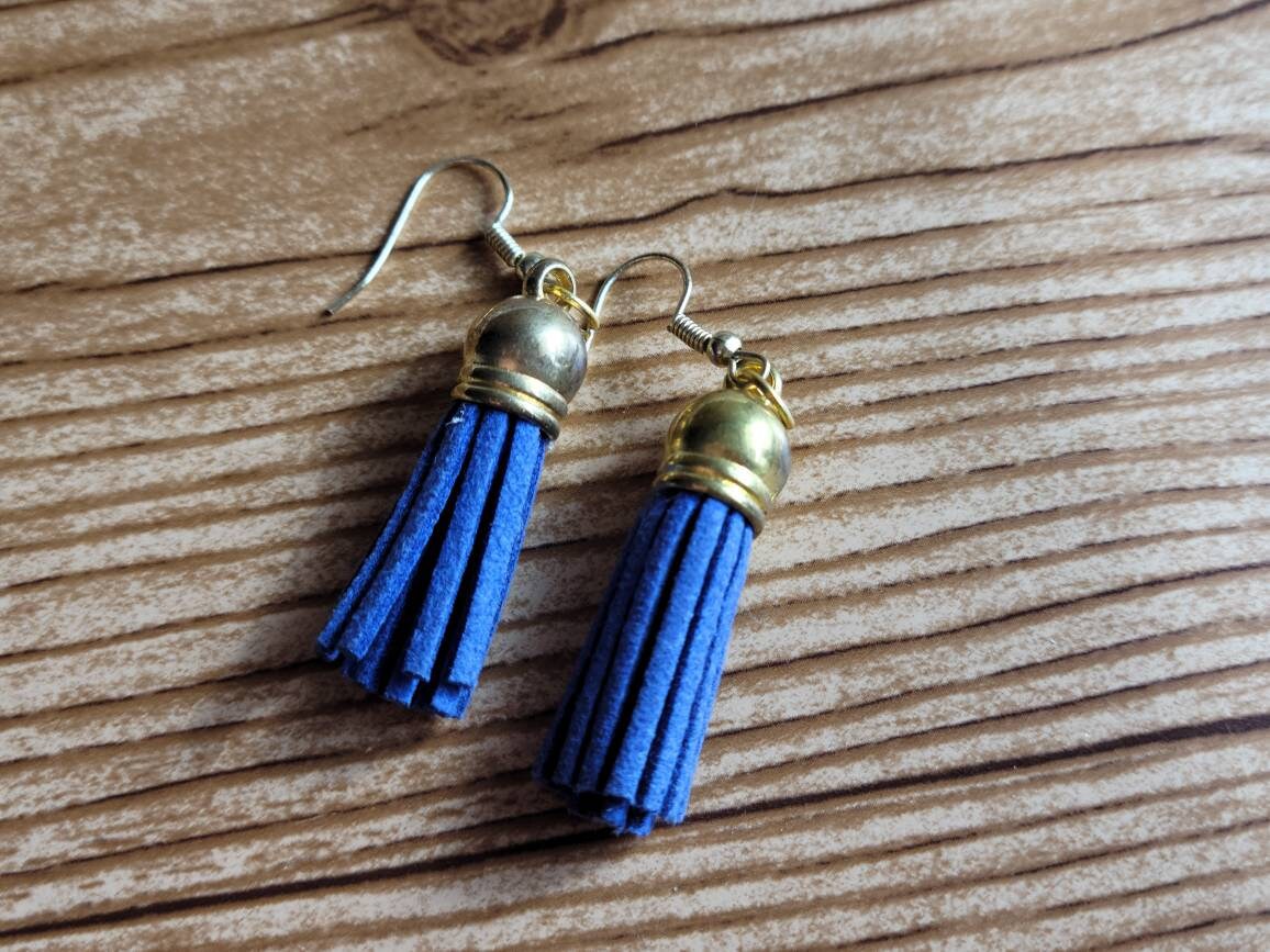 Suede earrings/tassel earrings/ suede tassel earrings