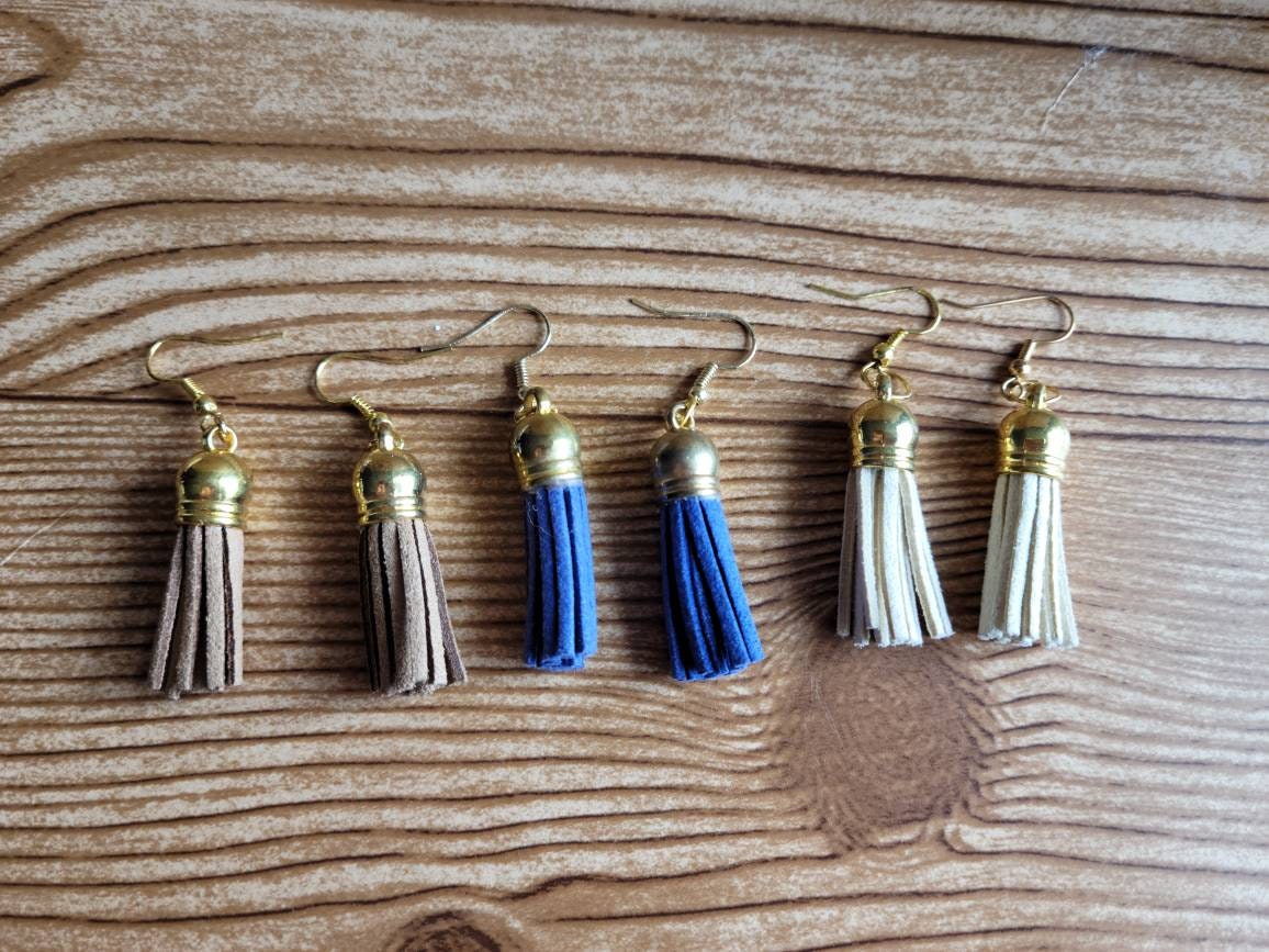 Suede earrings/tassel earrings/ suede tassel earrings