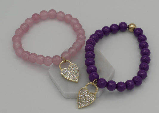 Valentine’s Day Bracelet, Heart Bracelet, Stackable bracelet