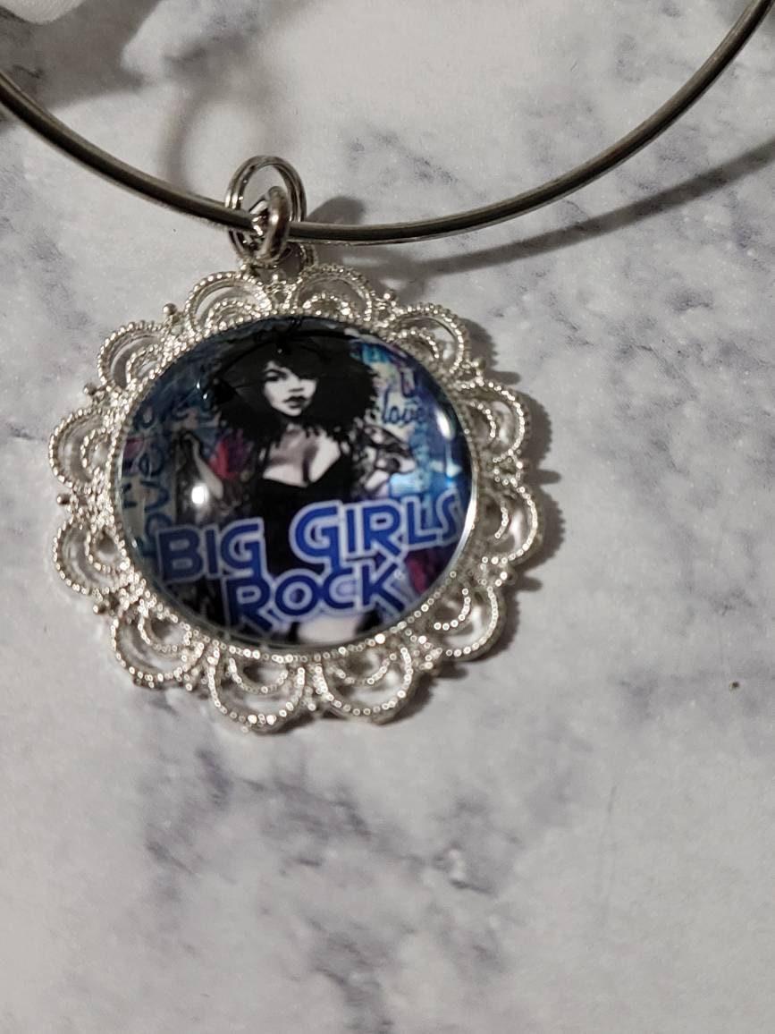 Bangle charm Bracelet/Blue Fluffy Girls Rock charm bracelet/Blue Bracelet Stack
