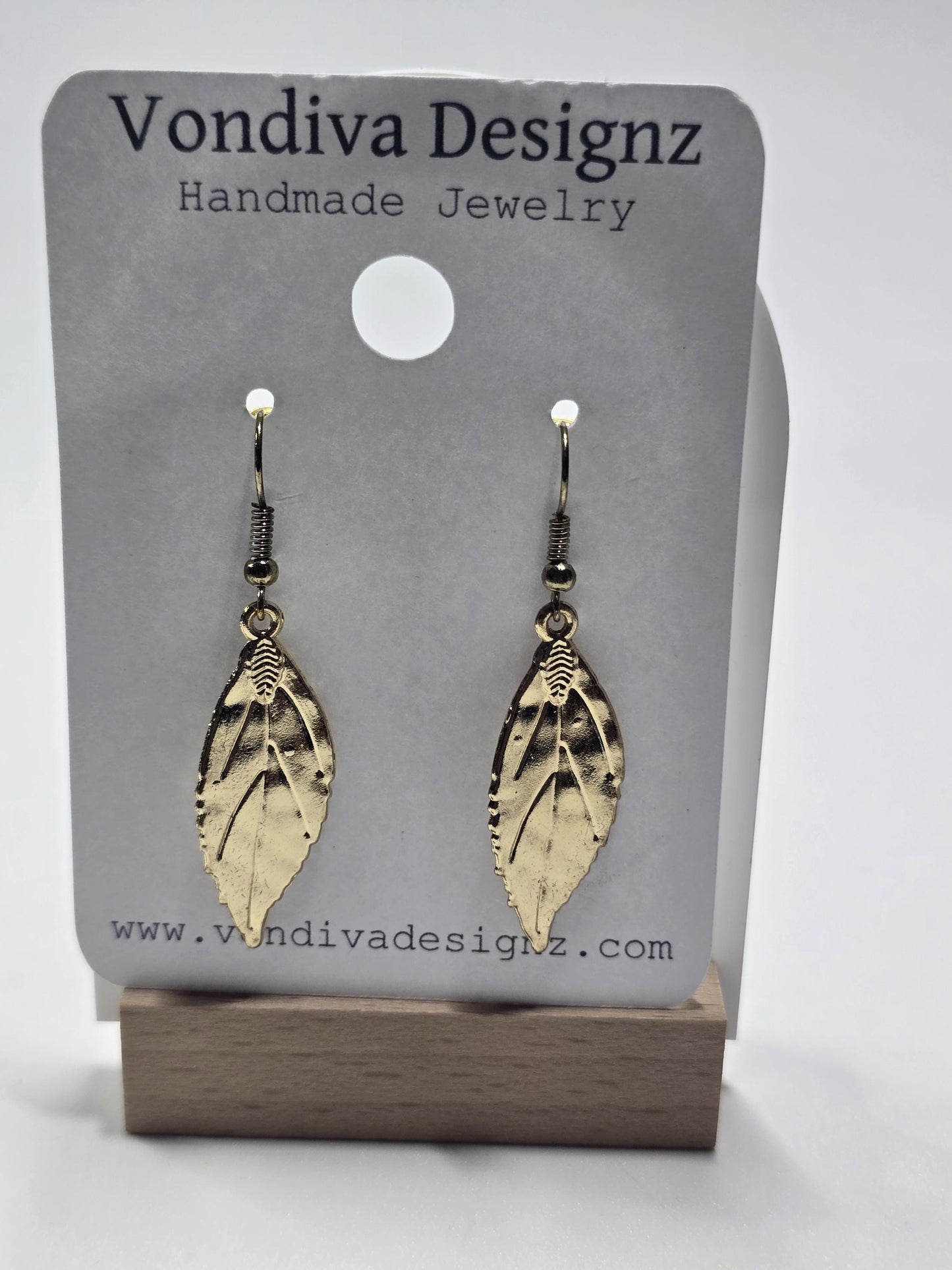 Gold Leaf Earrings | Nature Inspired Dangle Earrings | Minimalist Handmade Jewelry