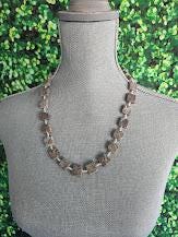 Gray Stone Beaded Necklace – 24 Inch Statement Jewelry