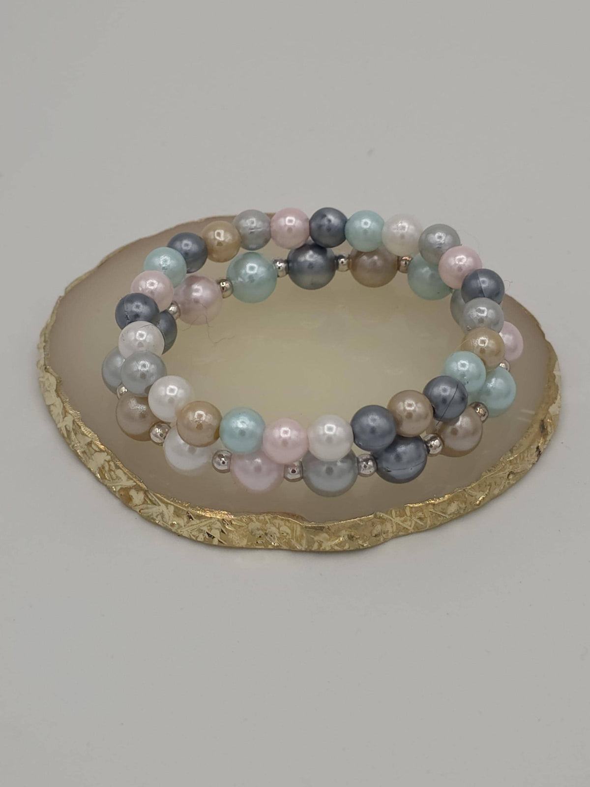 Pastel Pearl-Style Bracelet Set