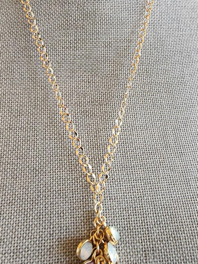 Multistone Cluster Pendant Necklace (Gold Tone Chain)