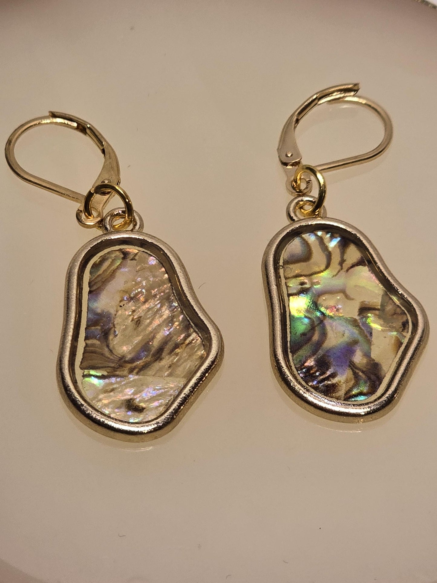 Abalone Shell Gold Earrings | Iridescent Statement Drop Earrings | Ocean Inspired Jewelry | Elegant Gift