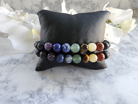 7 Chakra Lava Stone Bracelet | Gemstone Energy Healing Jewelry