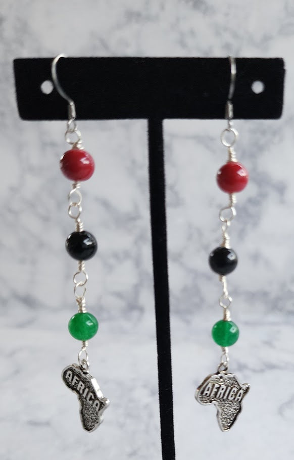 Pan-African Africa Map Dangle Earrings