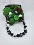 Black & White Marble-Style Stretch Bracelet