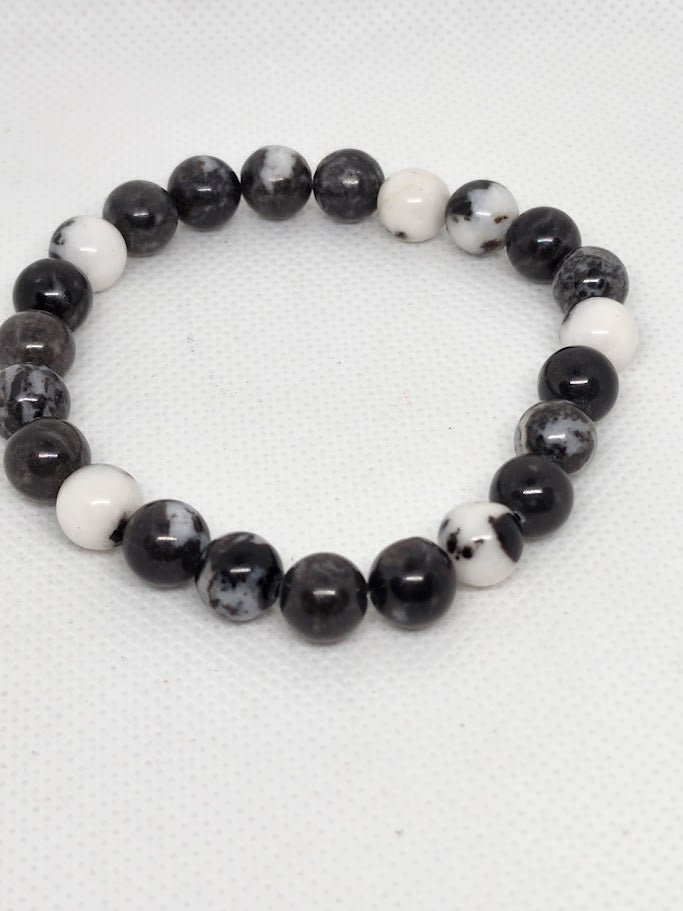 Black & White Marble-Style Stretch Bracelet