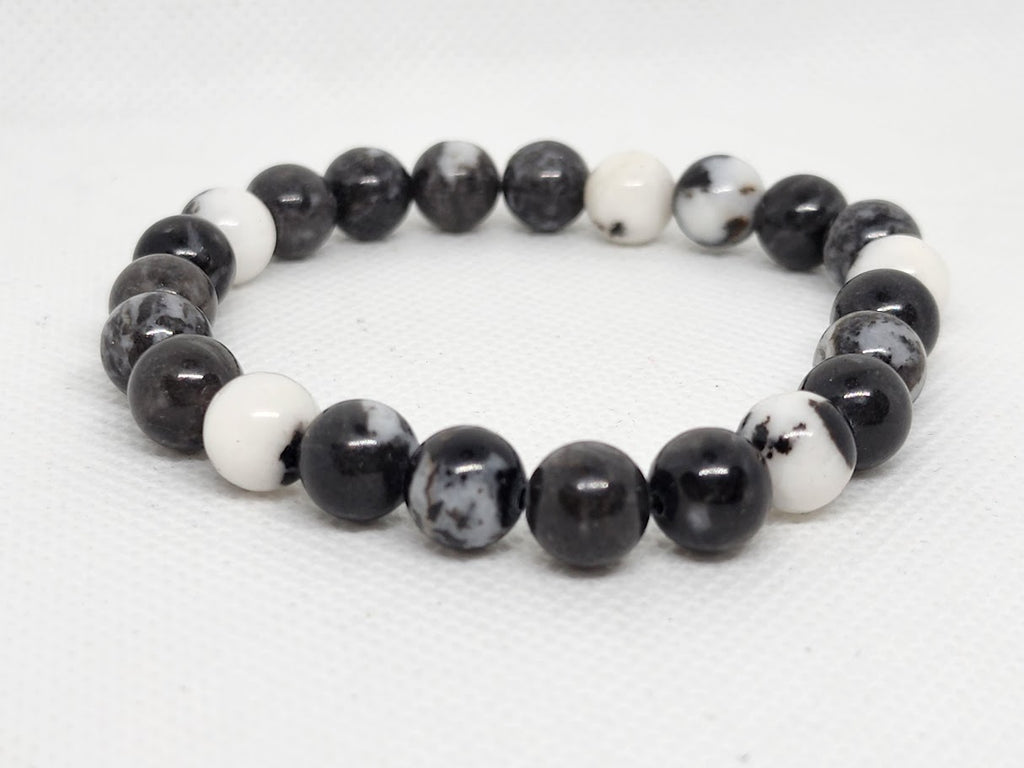Black & White Marble-Style Stretch Bracelet