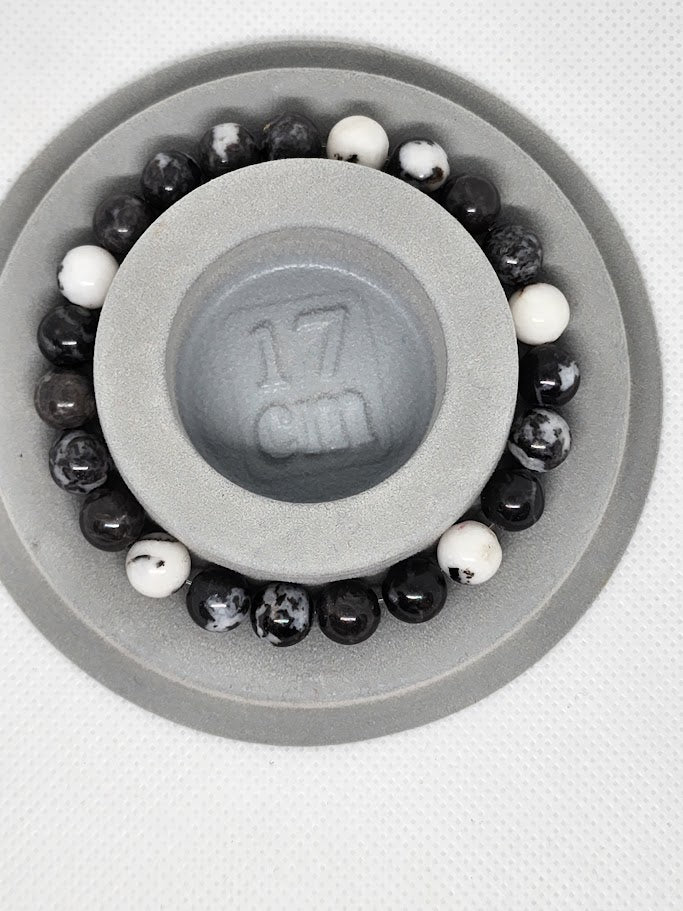 Black & White Marble-Style Stretch Bracelet