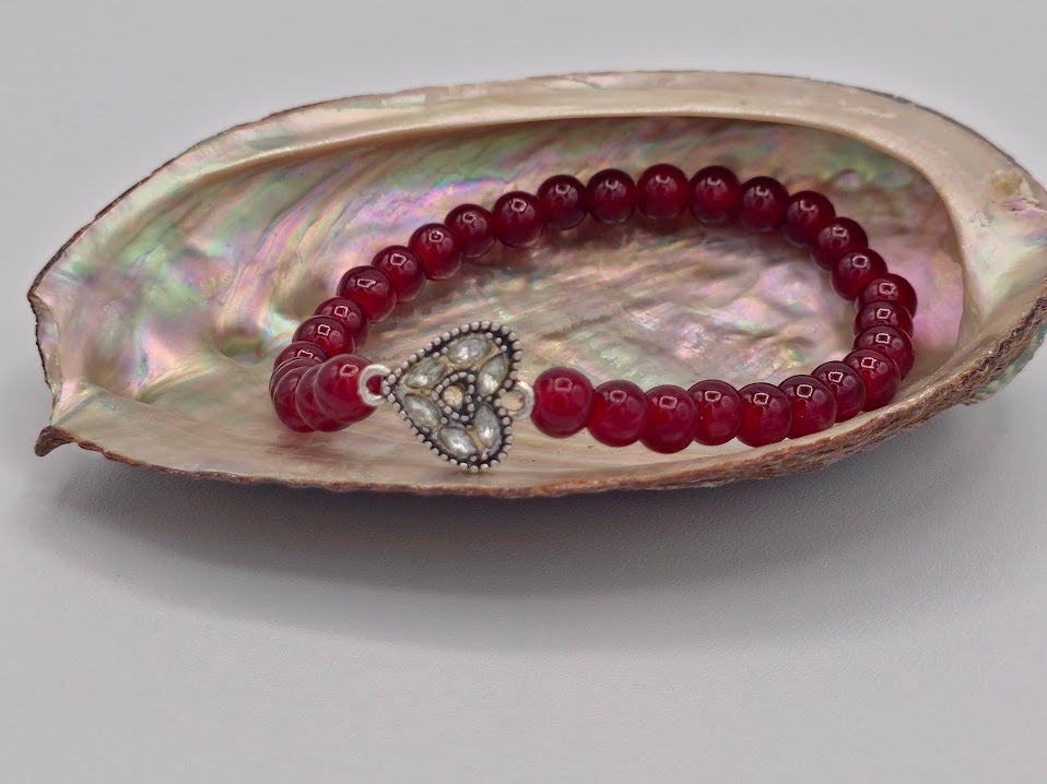 Rhinestone Heart Beaded Bracelet