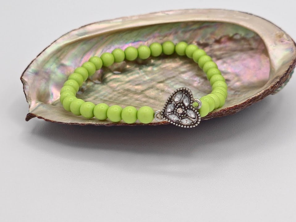 Rhinestone Heart Beaded Bracelet