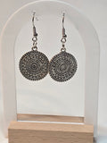 Silver Mandala Disc Earrings