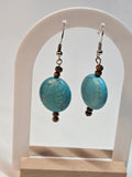 Turquoise-Look Wood Bead Dangle Earrings