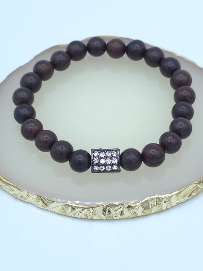 Black & Brown Wooden Bead Bracelet Set