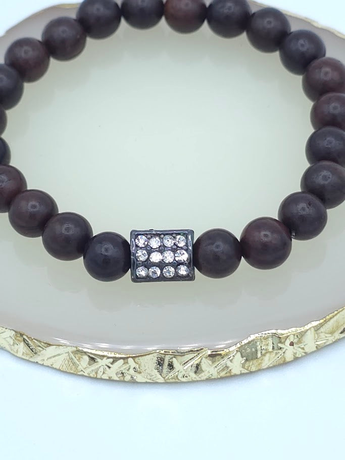 Black & Brown Wooden Bead Bracelet Set
