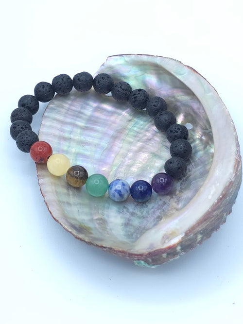 7 Chakra Lava Stone Bracelet | Gemstone Energy Healing Jewelry