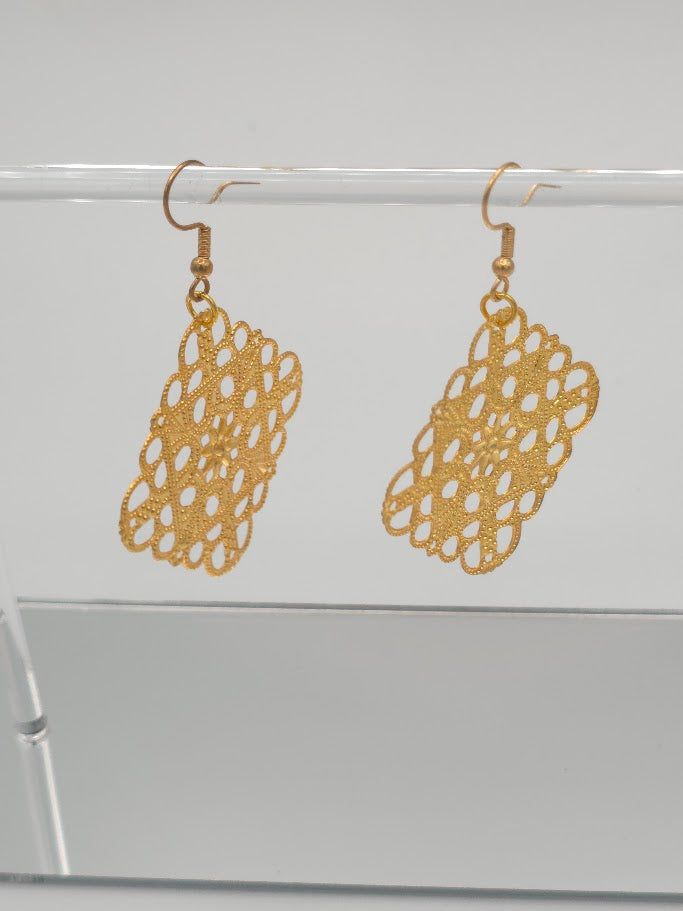 Gold Filigree Dangle Earrings