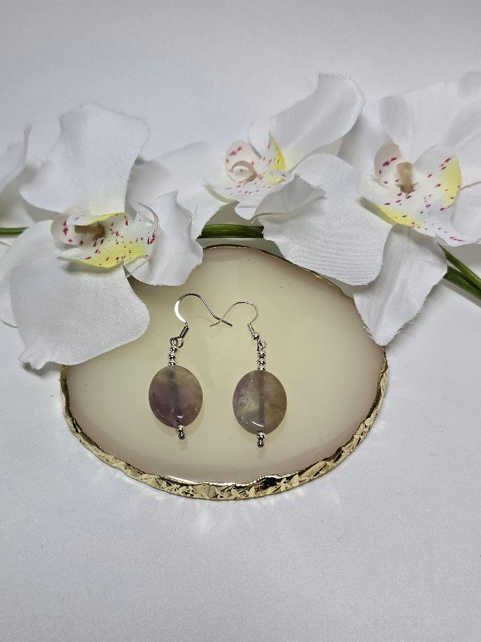 Fluorite Gemstone Drop Earrings