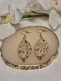 Hammered Gold Leaf Dangle Earrings