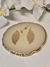 Gold Filigree Leaf Drop Earrings