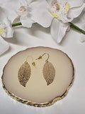 Gold Filigree Leaf Drop Earrings