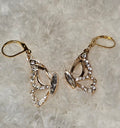 Gold Rhinestone Butterfly Earrings