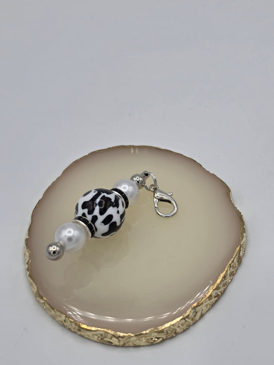 Black & White Beaded Keychain & Bag Charm