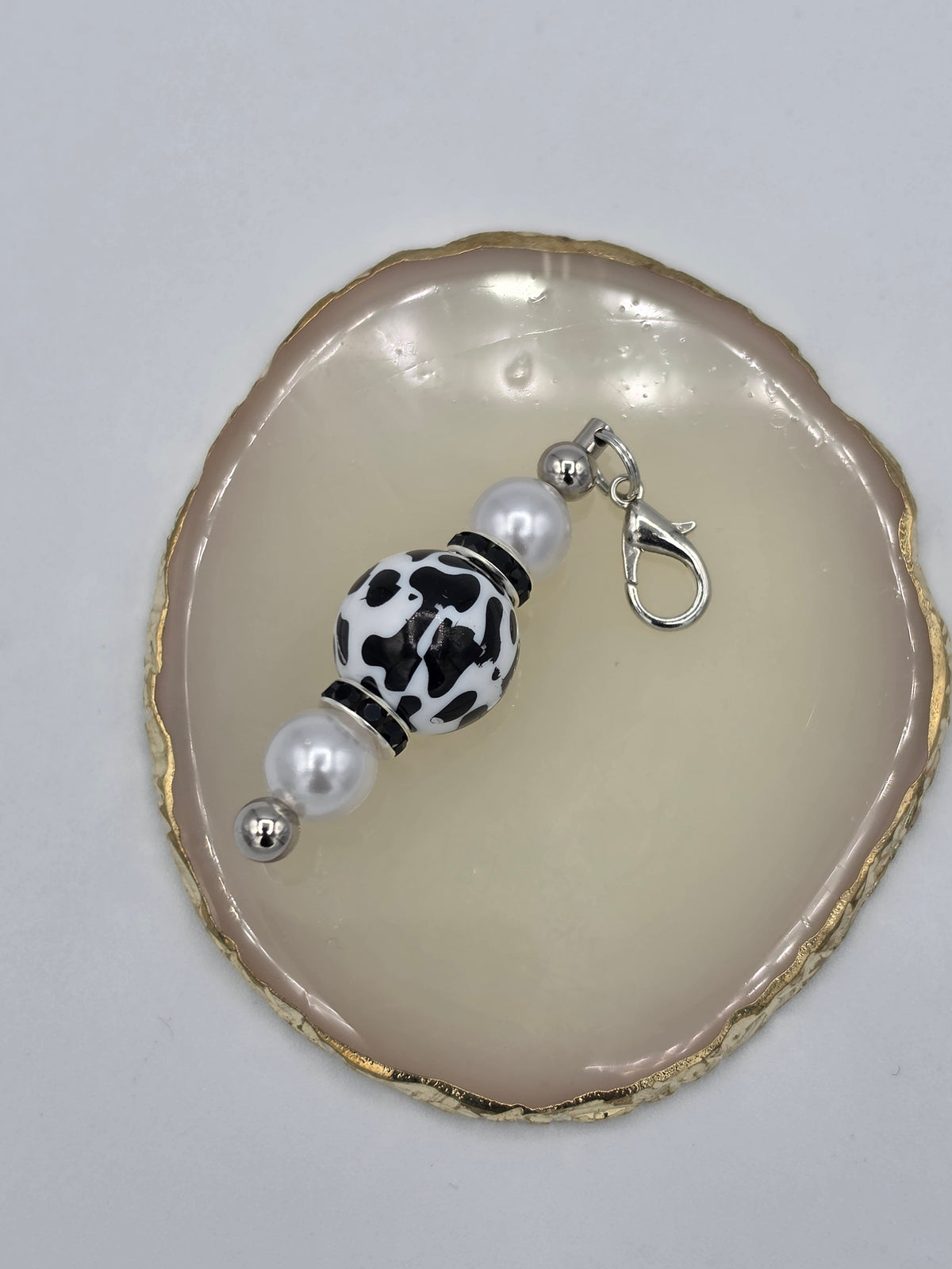 Black & White Beaded Keychain & Bag Charm
