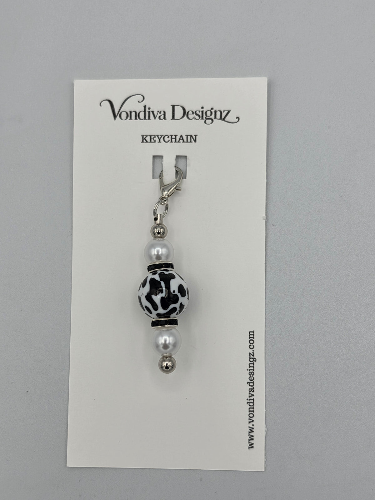 Black & White Beaded Keychain & Bag Charm