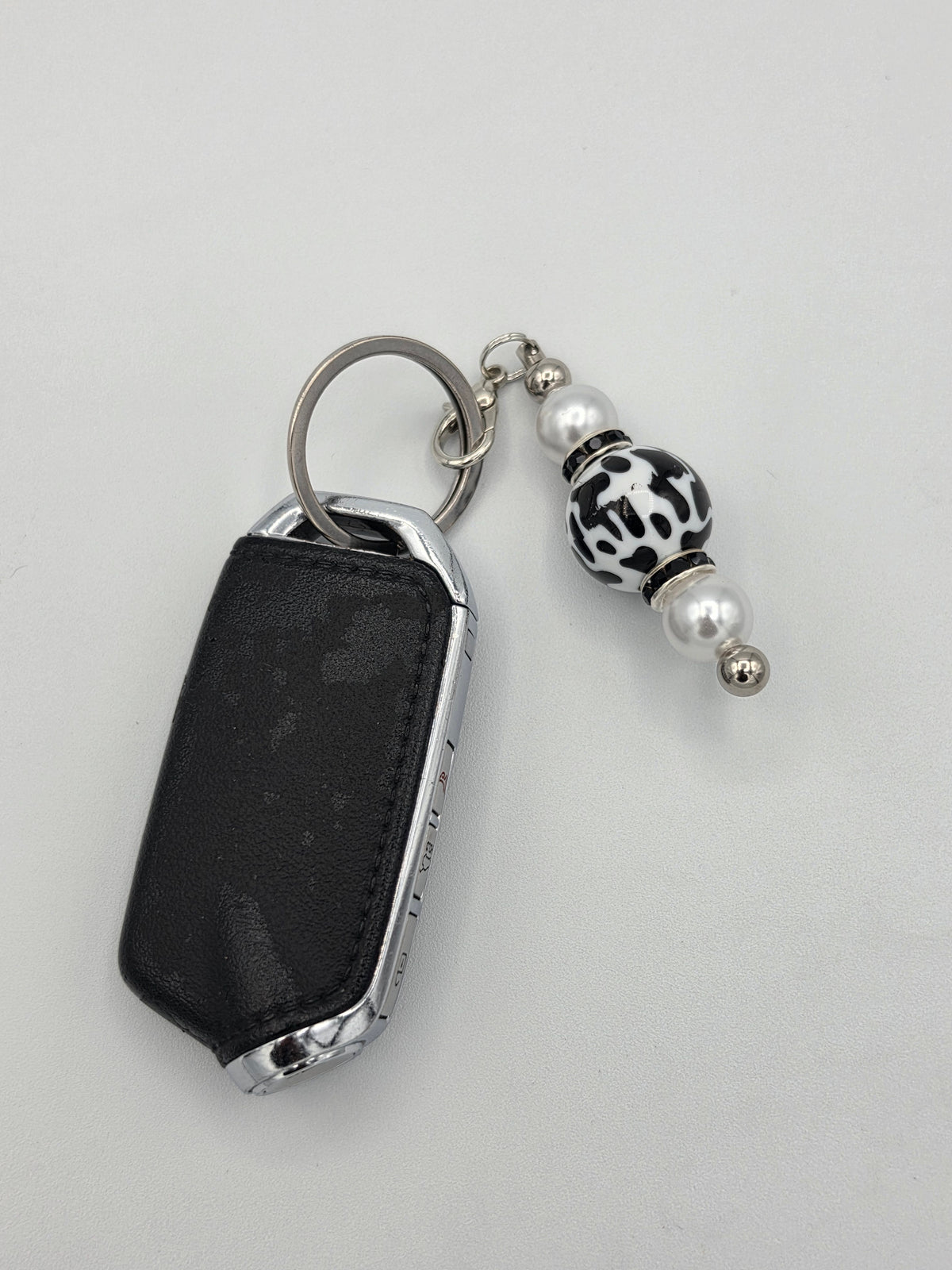 Black & White Beaded Keychain & Bag Charm