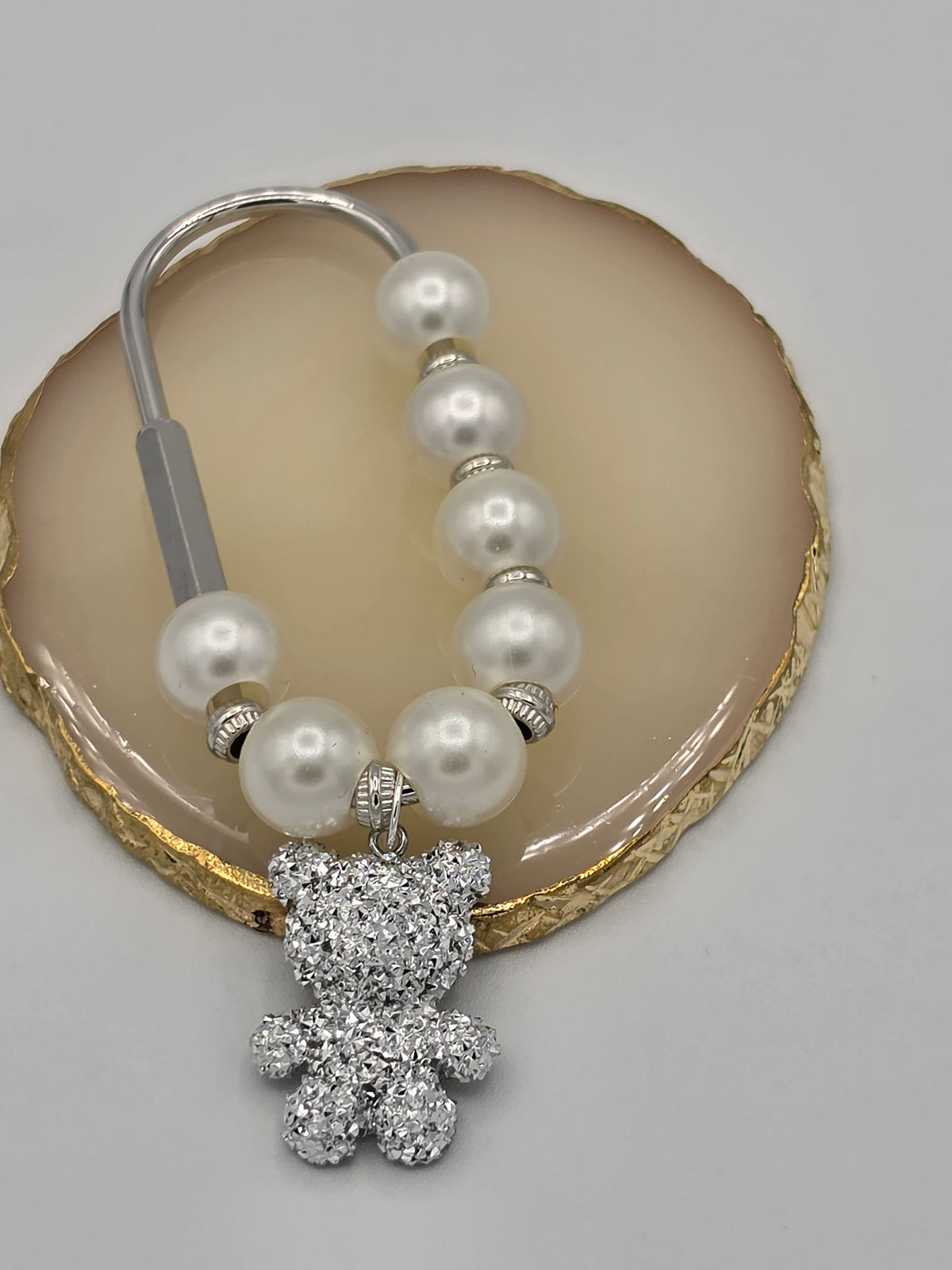 Pearl & Glitter Bear Purse Hook