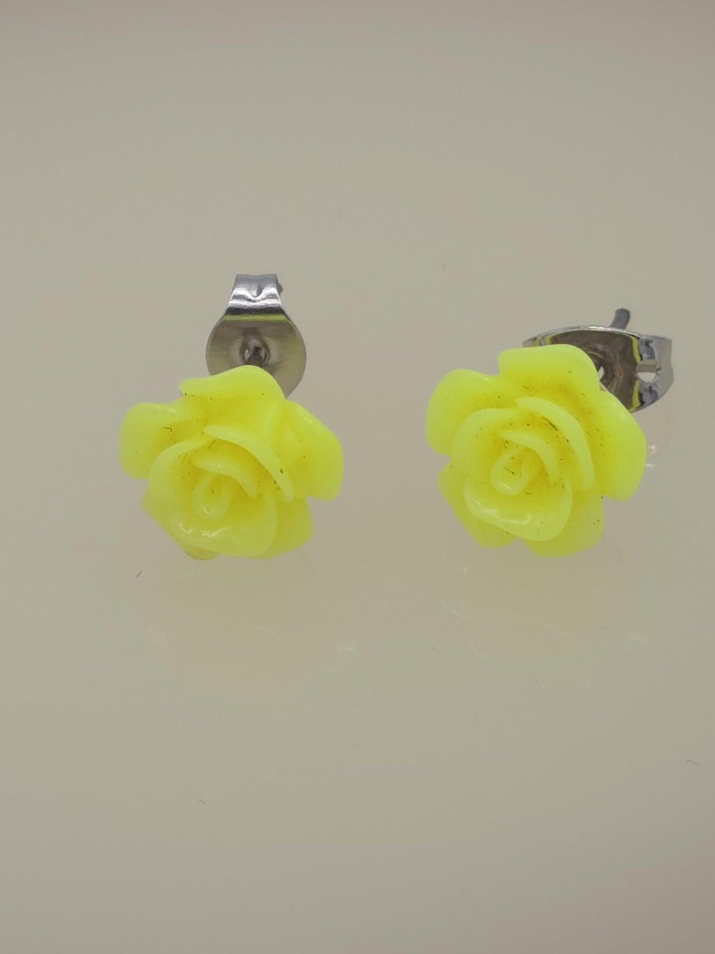 Handmade Neon Yellow Flower Stud Earrings