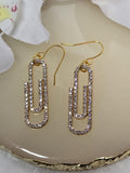 Gold Paperclip Rhinestone Earrings