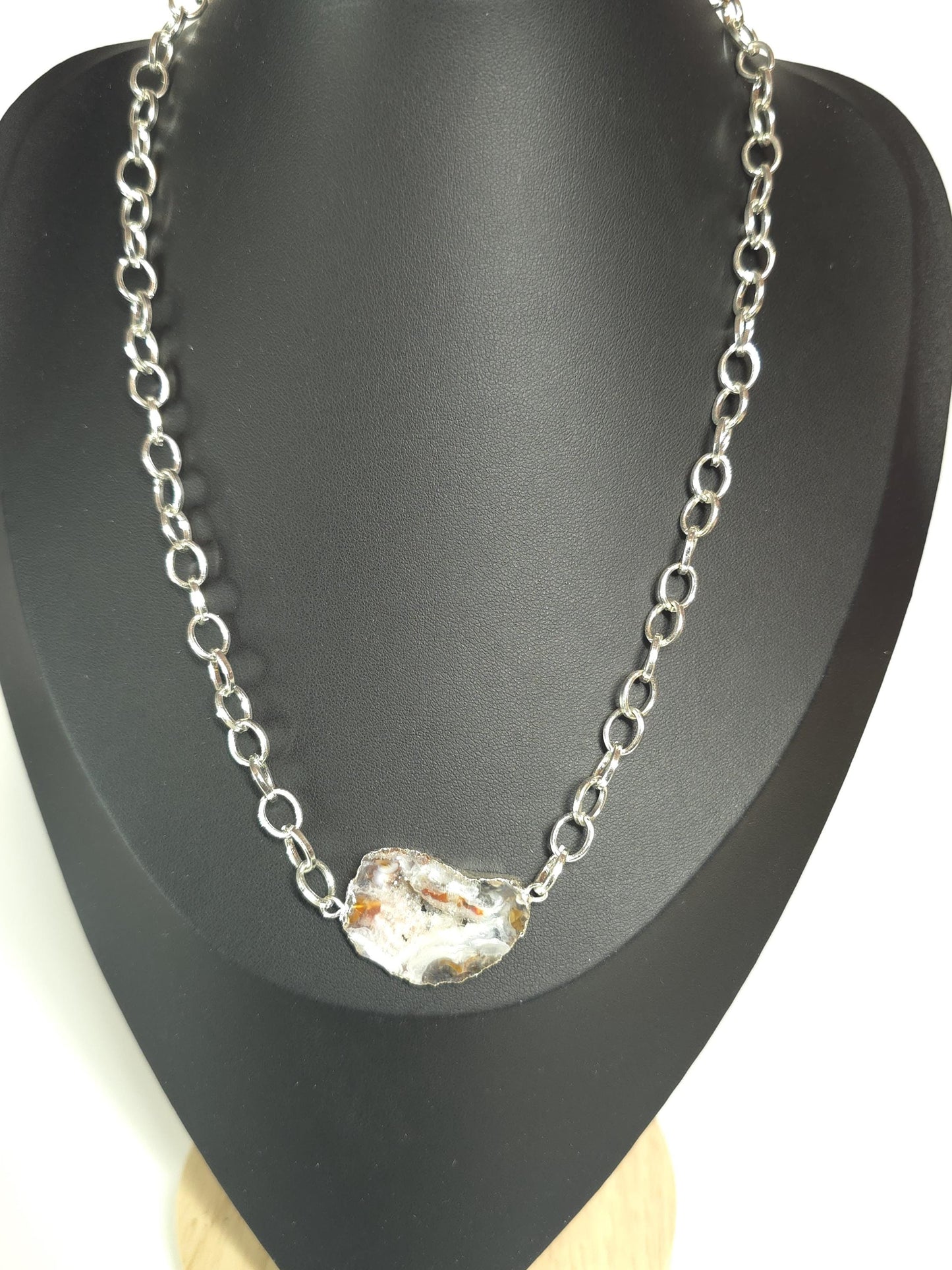 Raw Stone Necklace | Silver Chain Gemstone Necklace | Handmade One of a Kind Jewelry