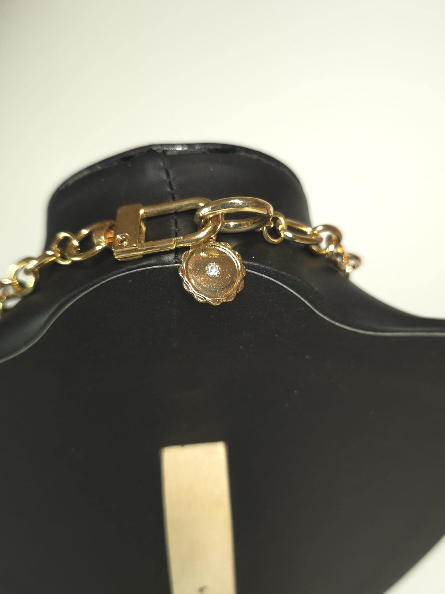 Faux Quartz Crystal Necklace, Gold Chain, Transparent Stone Pendant