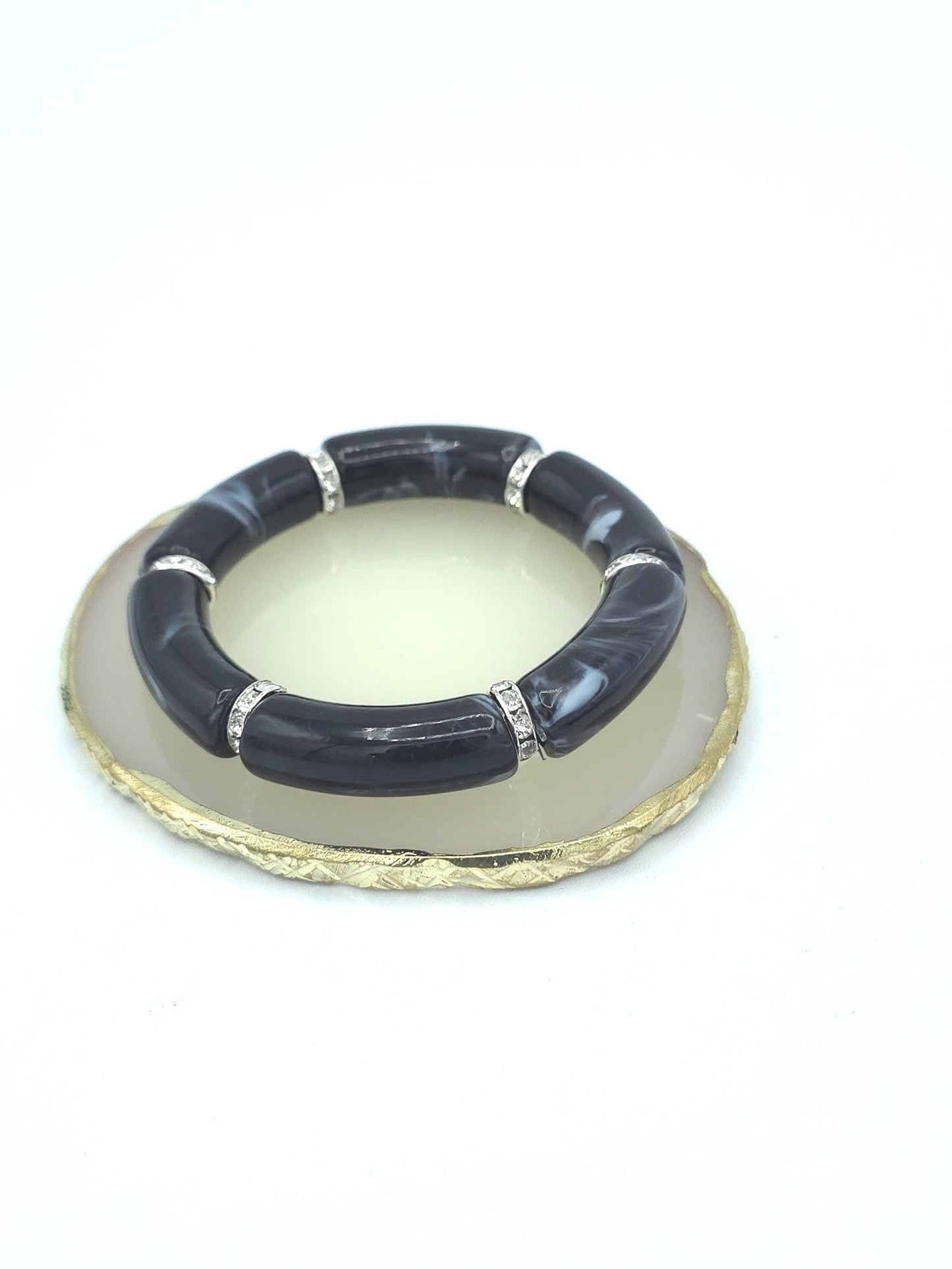 Chunky Acrylic Tube Bracelet | Colorful Statement Stretch Bracelet | Beaded Luxe Jewelry