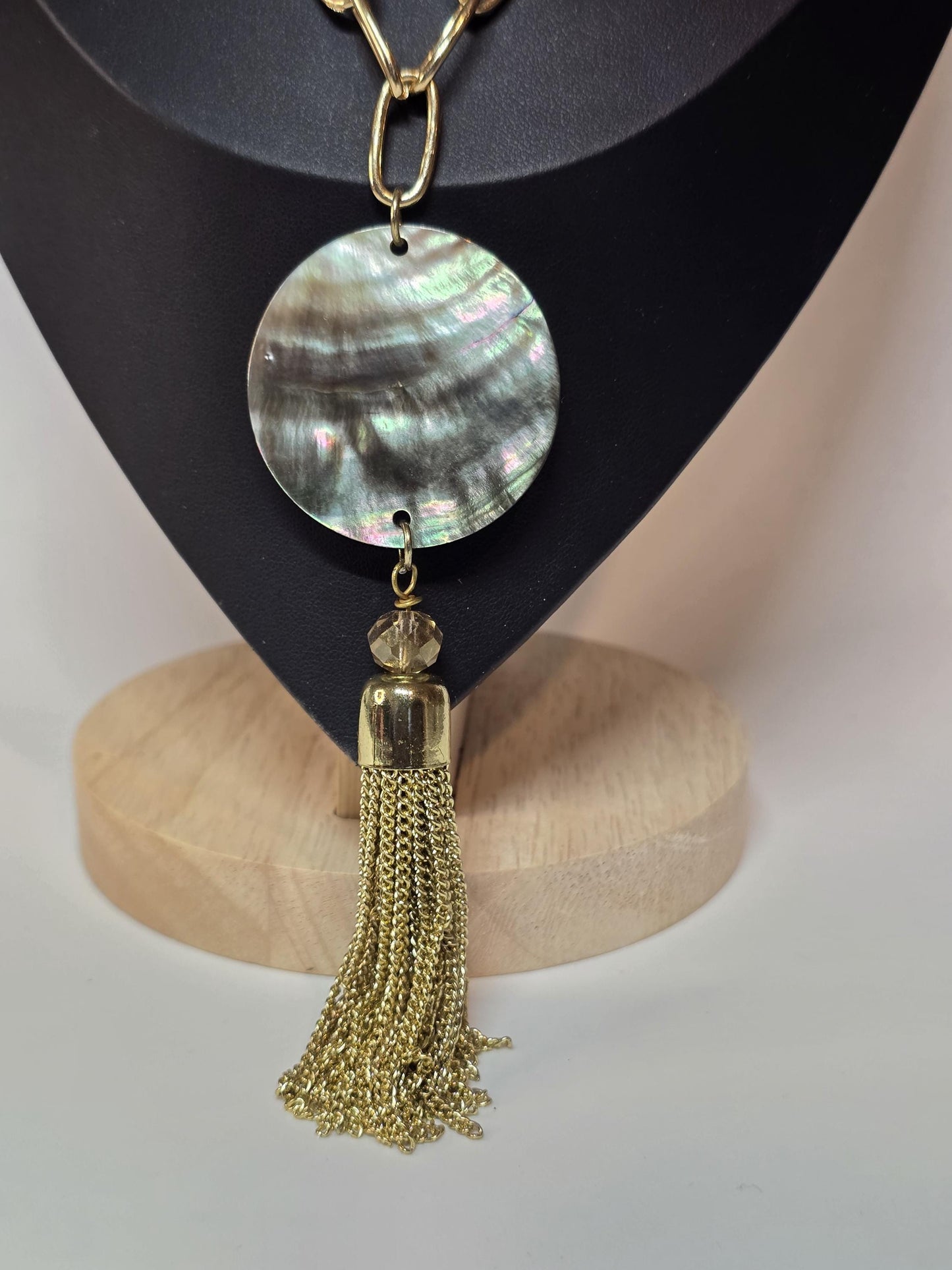 Mother of Pearl Necklace with Gold Tassel | Coastal Statement Jewelry