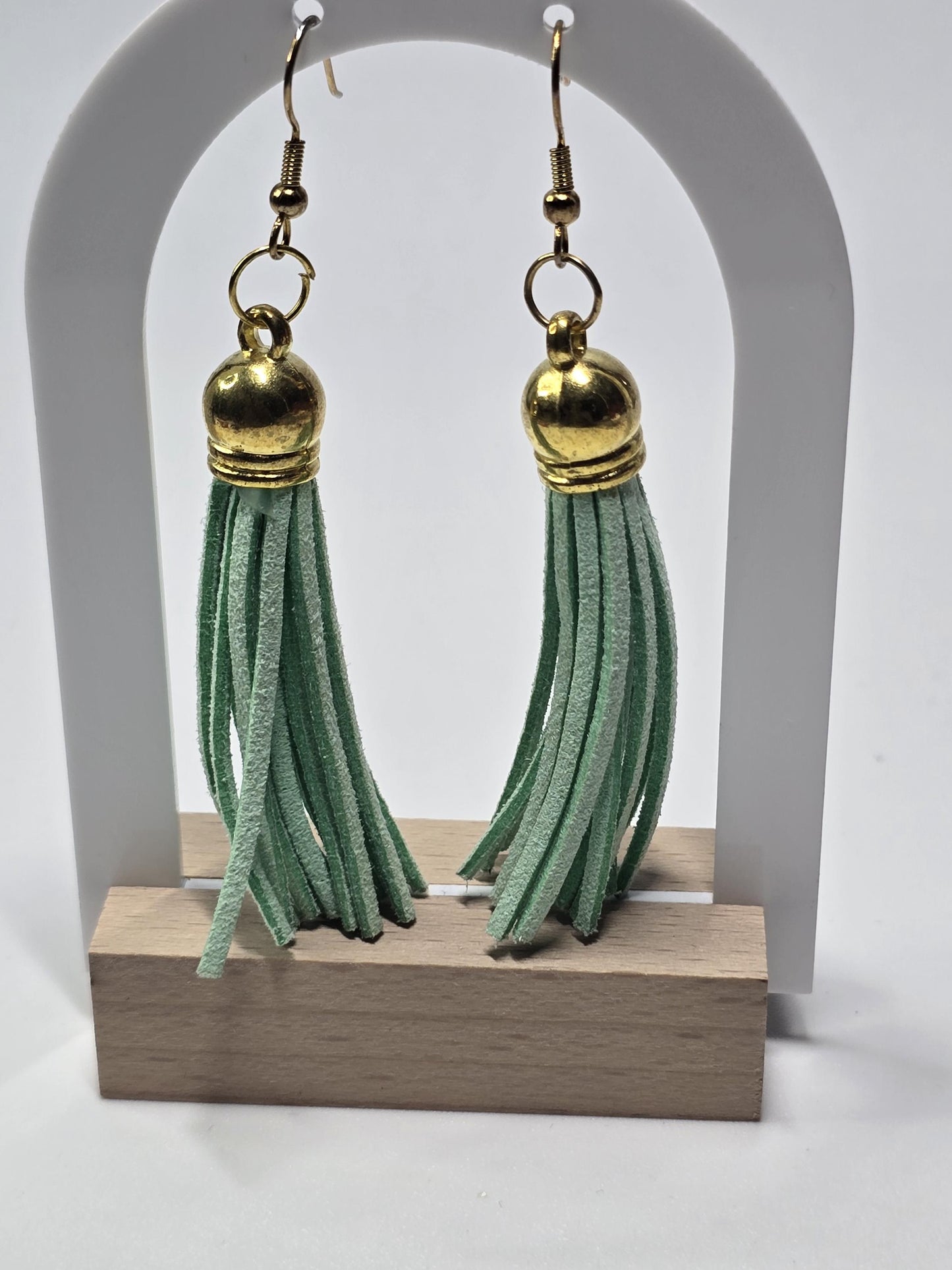 Sage Green Tassel Earrings | Faux Suede Dangles