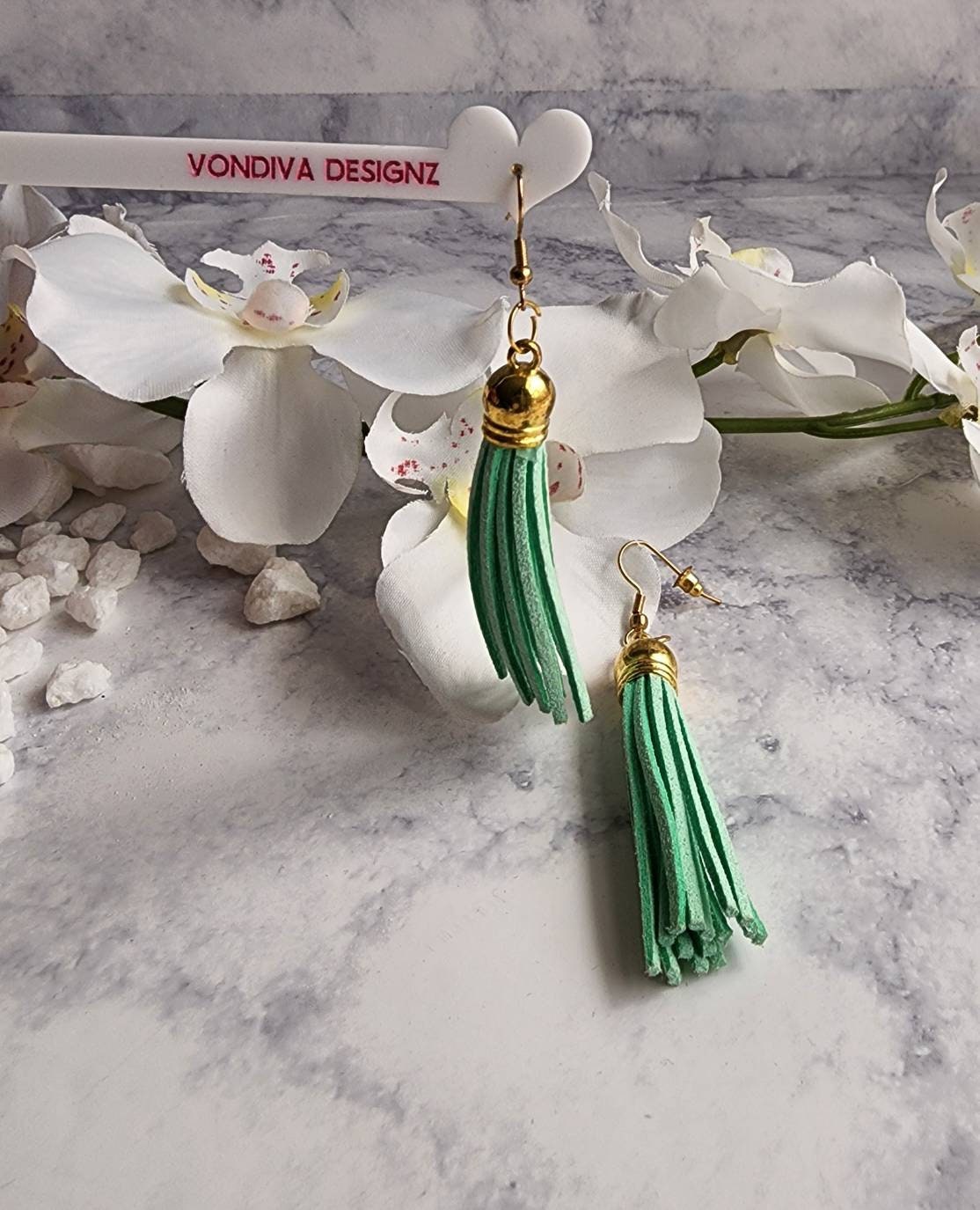 Sage Green Tassel Earrings | Faux Suede Dangles