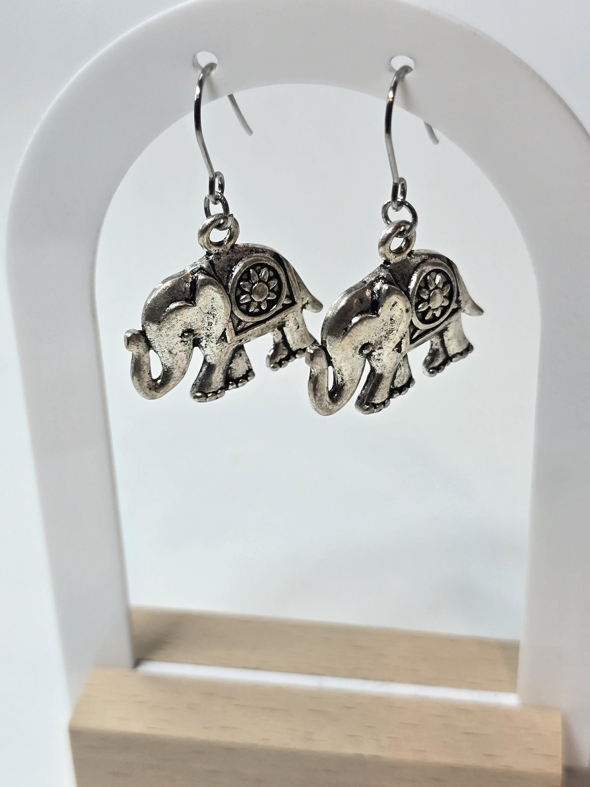Silver Elephant Charm Earrings