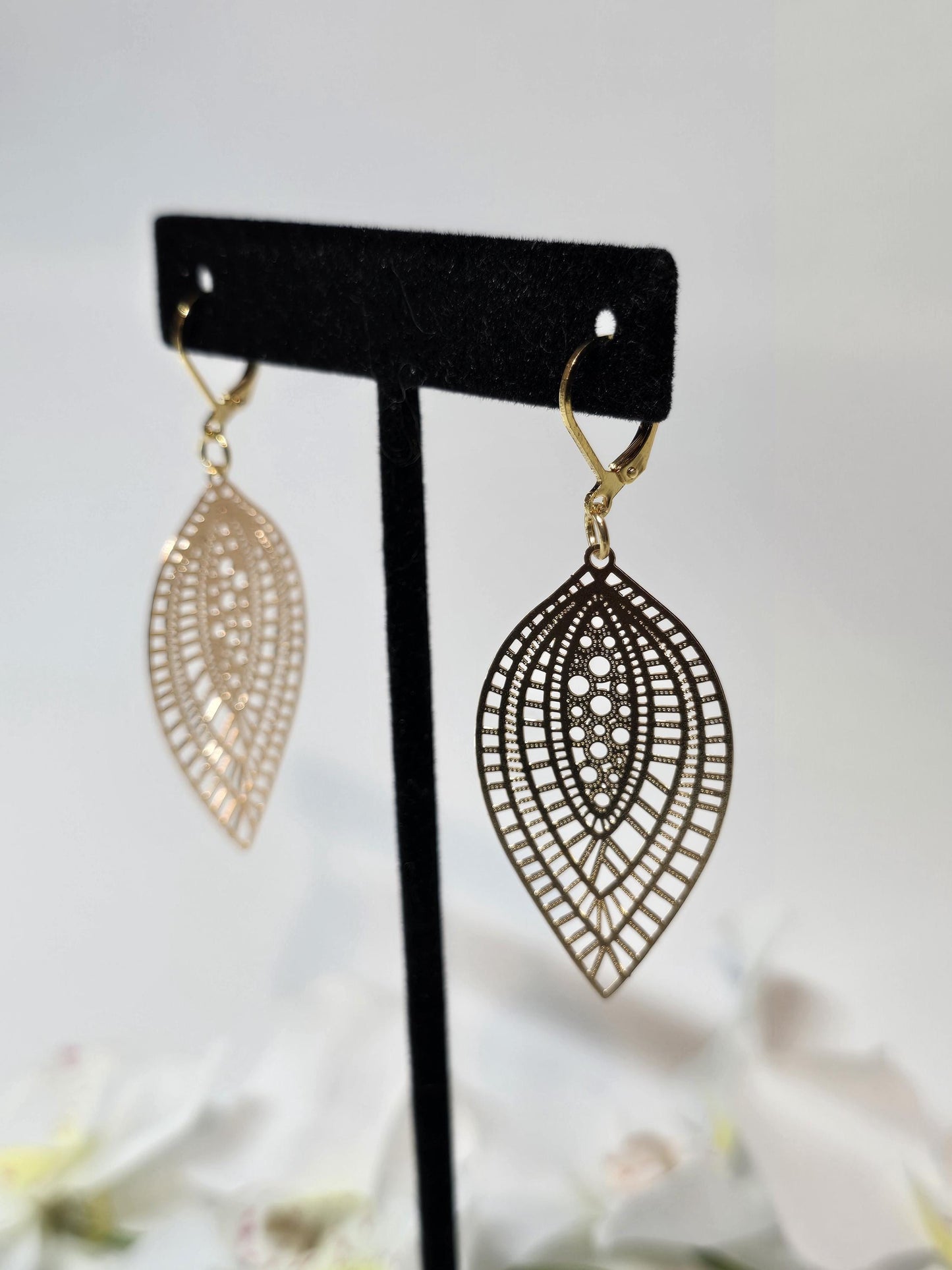 Gold Filigree Leaf Earrings | Lightweight Boho Drop Earrings | Nature Inspired Jewelry | Statement Dangle